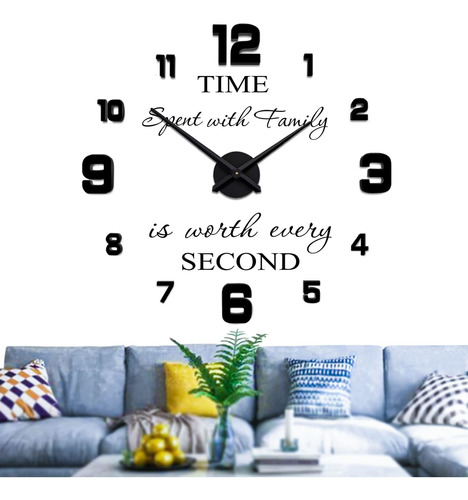 Moderno Frameless Diy Reloj De Pared Grande 3d Reloj De Pare