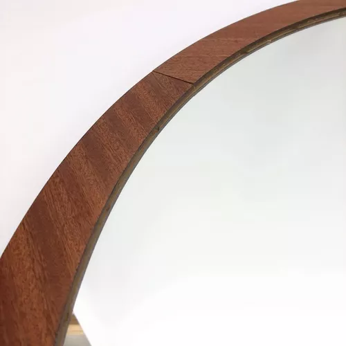Espejo Decorativo Con Marco Redondo Deco Madera 80cm Nordico