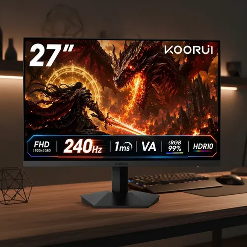 Monitor Gamer Koorui GN02 27" 240Hz VA FHD 1080p 1ms HDR10 Preto