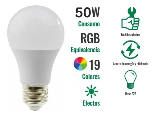 5 Pz Foco Loco Rgb 50w Multicolor Fiestas Control Remoto E27