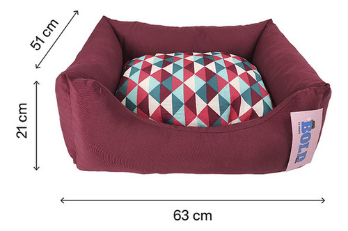 Cama Para Perros Bold Dog Bed Neo Burgundy Geometric Small