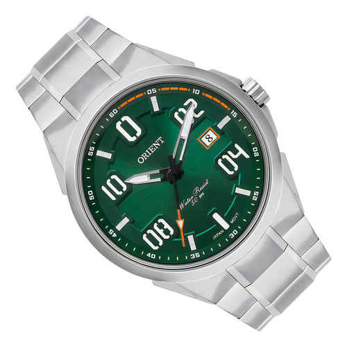 Relógio Orient Masculino MBSS1437-E2SX Aço Fundo Verde Cor da correia Prateado Cor do bisel Prateado