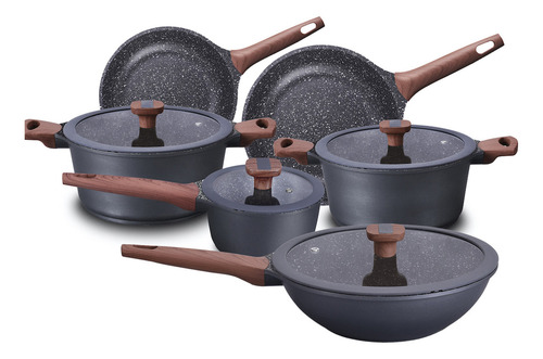 Jogo De Panelas 6 Peças Titanium Antiaderente Granito Bkza