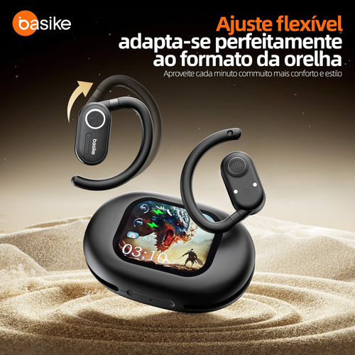 Fone De Ouvido Sem Fio Basike Bluetooth5.4 Ows Com Tela Lcd