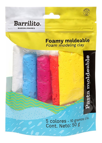 Foamy Moldeable 10 Grs C/u Mix De 5 Colores Barrilito 5 Pza