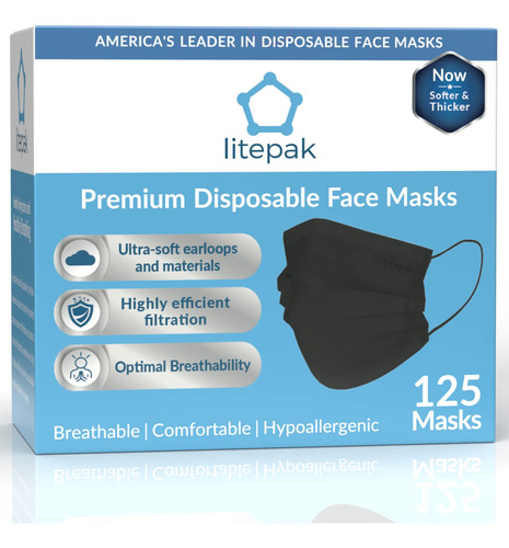 Paquete De 125 Mascarillas Desechables Litepak De Primera Ca