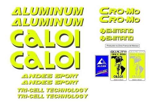 Adesivo Para Caloi Aluminum Andes Sport Amarelo E Preto