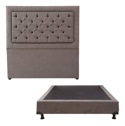 Cabecera Queen Size Dicasa Mary + Box Dicasa Bless Gris