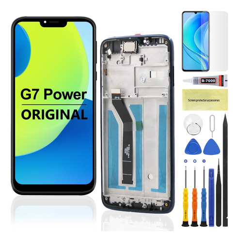 Pantalla Para Moto G7 Power Con Marco Original Y Tapa Trasa