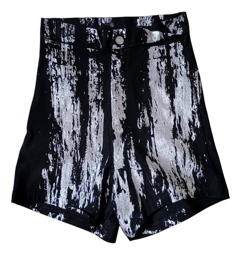 Short Negro Plateado Mujer