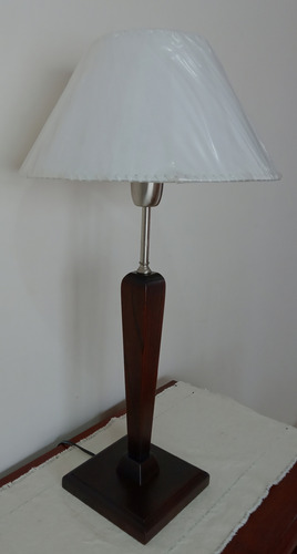 Lampara Mesa Paraiso Macizo Y Platil. Pantalla Cocido Fino Marrón Oscuro Blanco