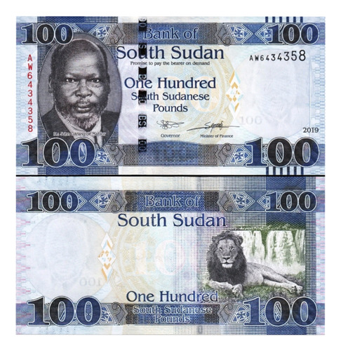 Cédula Fe Sudão Do Sul 100 Pounds 