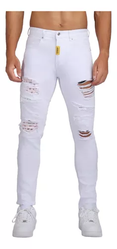  LSDJGDDE Jeans rasgados para hombre, jeans blancos