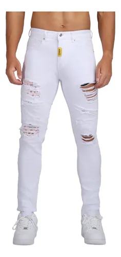  LSDJGDDE Jeans rasgados para hombre, jeans blancos