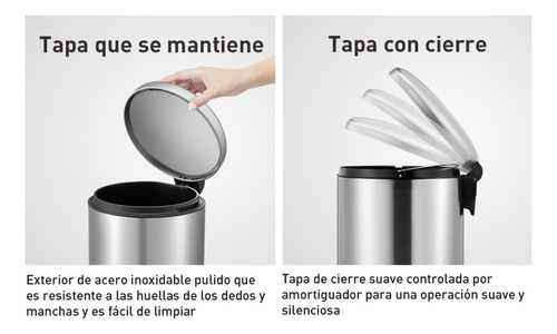 Bote De Basura Eko Acero Inoxidable 5 Litros Con Pedal Grace