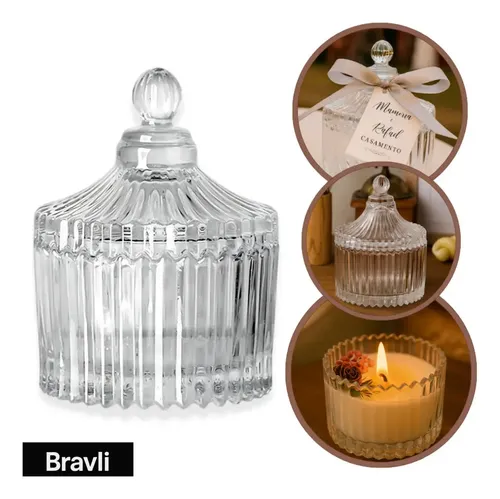 Kit 20 Mini Bomboniere Potiche De Vidro 9cm Decoração Bravli Lembrançinha