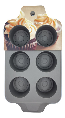 Molde De Silicon Cupcake 6 Cavidades Color Gris