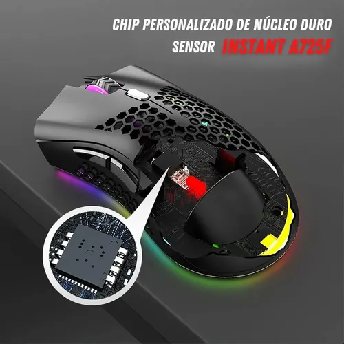 Mouse Gamer Colmeia Usb Ultraleve Led Rgb Macro 7200 Dpi