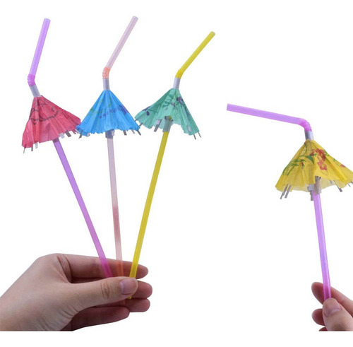 Va 200 Popotes Carton Decorados Sombrilla Fiesta Albercav