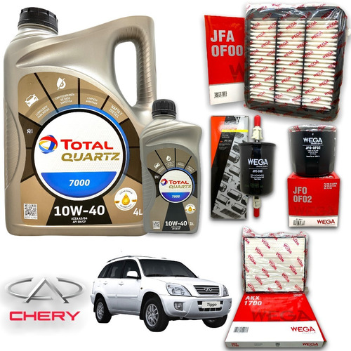 Ki 4 Filtros + 5l Aceite Total 7000 Chery Tiggo 2.0 08-14