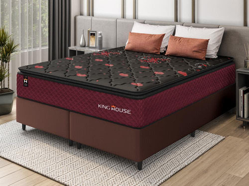 Cama Box C/ Molas Ensacadas Toronto Vermelho King 193x203x66