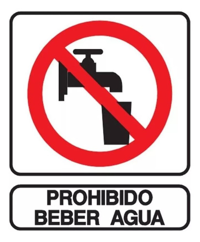 Cartel Plástico Prohibido Beber Agua 22x26 Cm Seguridad