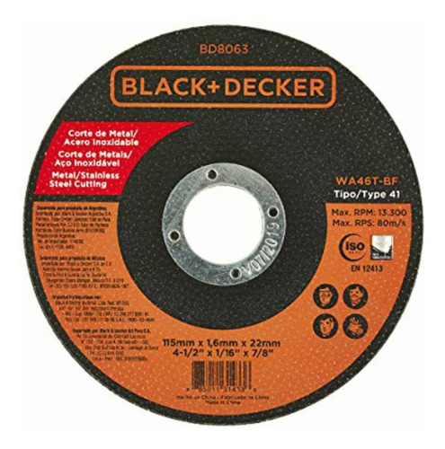 Black+decker Disco Abrasivo Ultra Delgado 4-1/2 Pulgadas