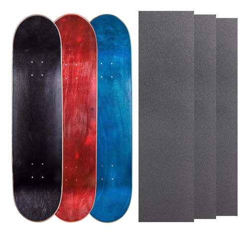 Cal 7 Blank Maple Skateboard Decks Con Grip Tape (negro, Roj