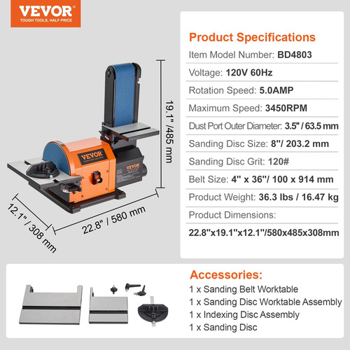 Vevor Professional Briter Sander, Lijadora De Disco De 8 Y 4