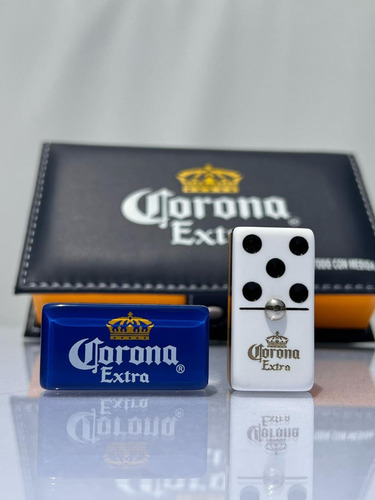 Domino Corona Extra Azul + Vaso Michelob + Lata Corona Cap 2