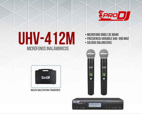 Imagen 2 de 2 de Micrófono Pro DJ UHV 412M dinámico cardioide