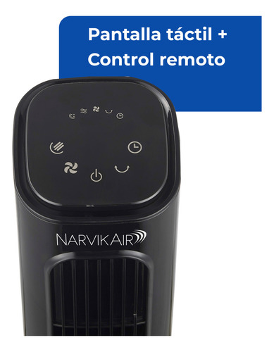 Ventilador De Torre Narvik Na5032 Con Control Remoto De 32 Pulgadas (81.2 Cm), Panel Touch, 3 Velocidades, Oscilación De 50°, Timer Y Motor Silencioso De 40w, Para El Hogar Y Climas Cálidos