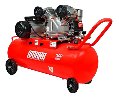 Compresor De Aire Correa Bicilindrico 300 Litros 5.5hp Omaha Color Rojo Frecuencia 50