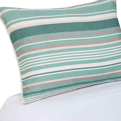 Plumon Reversible Sherpa 2 Plazas Lineas Verde