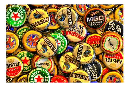 Cuadro Decorativo Corcholatas De Cerveza N. 1 Colores Negro
