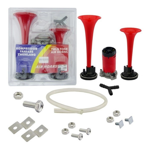 Kit Bocina Eléctrica Doble Trompeta Con Compresor Auto 12vlt