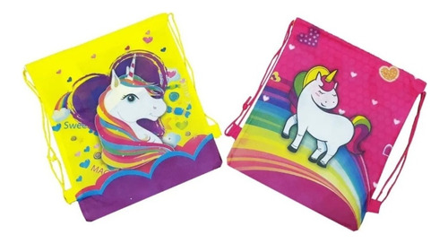 X12 Bolsa Mochila Reutilizable Unicornio Reciclable 41x32cm