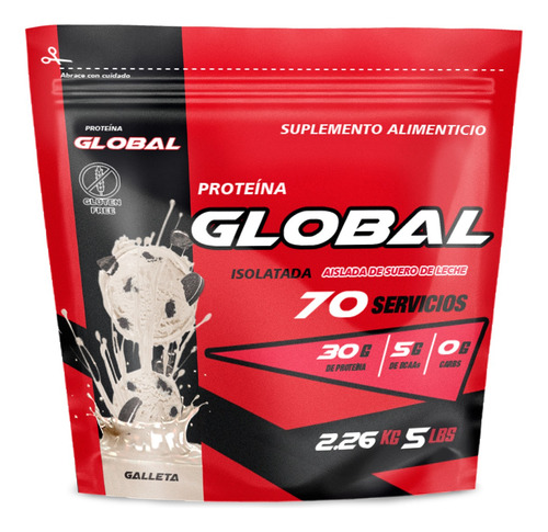 Proteína Isolate Global Protein 2.26kg 5lbs En Bolsa Galleta
