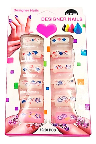 Divertido Set 20 Uñas Postizas Juguete Niñas Mundo Cla Fd309