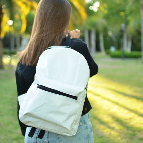 Imagen 5 de 10 de Mochila Ecológica Impermeable De Silobolsa Reciclada Blanca