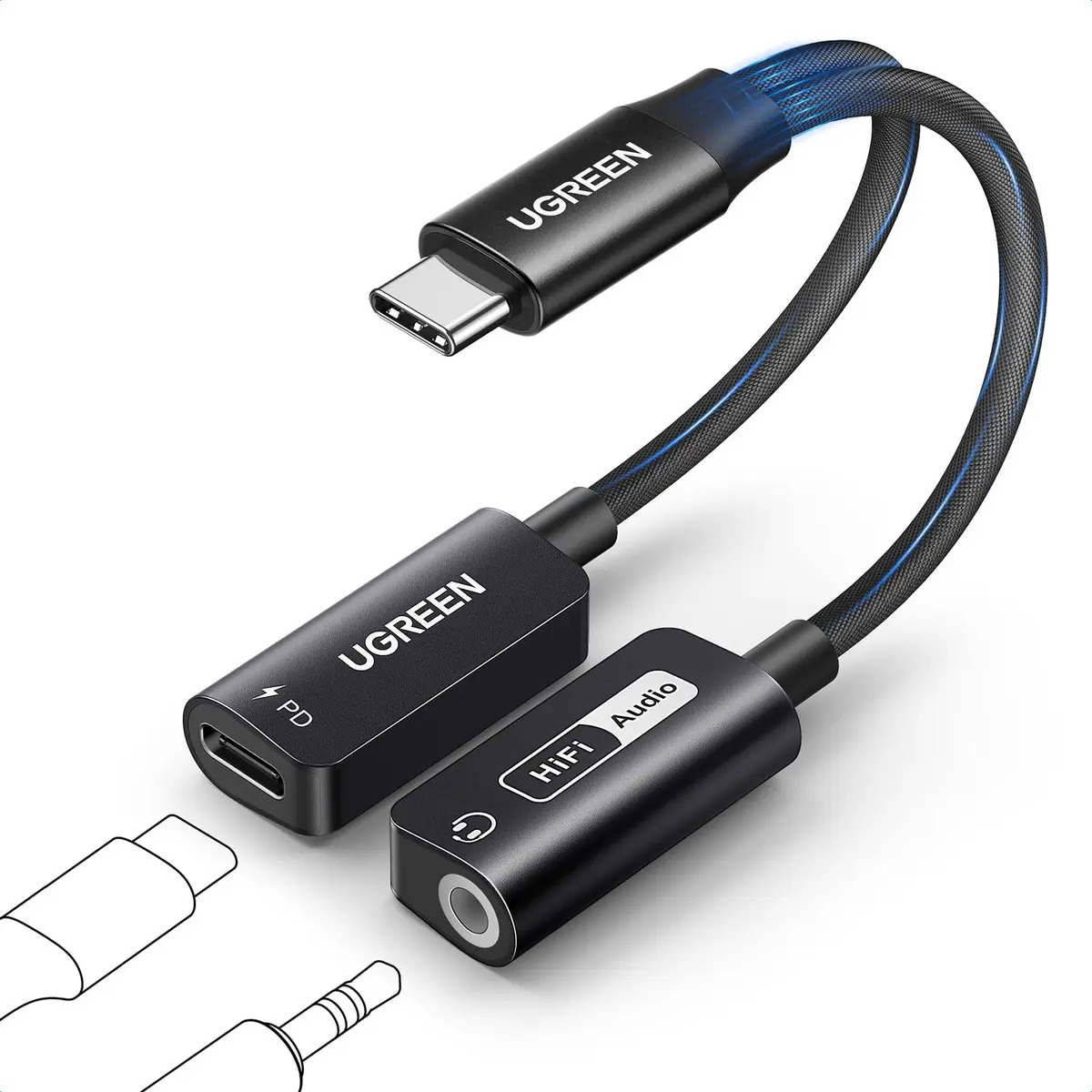 Ugreen Mag Cargador y adaptador de audio Ugreen Mag Usb-C a 3.5 mm