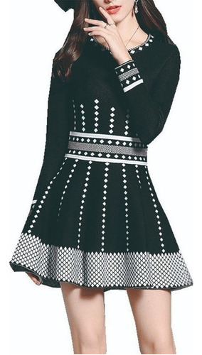 Vestido Elegante Princesa Mujer Negro Fiesta Suéter