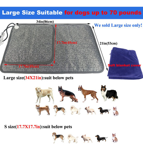 Almohadilla Térmica Para Perros Y Gatos Grandes Deoman, 34 X