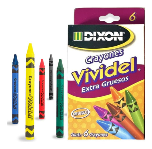 60 Crayones Dixon Vividel Extra Grueso 10 Cjas C / 6 Pz 