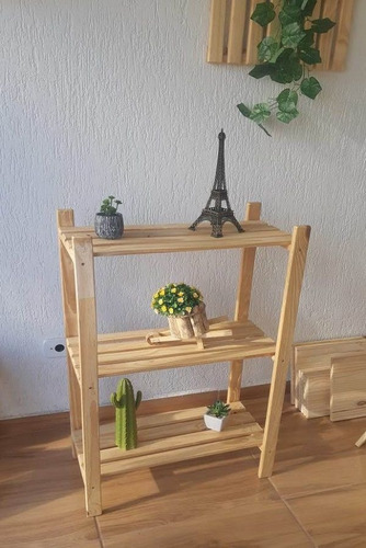 Imagem 4 de 5 de Estante Madeira Pinus 3 Prateleira Sala Multiuso Livros 30cm