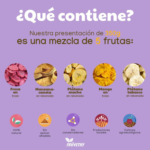 Imagen 3 de 9 de Mix Jumbo Frutas Liofilizadas Granel 350g