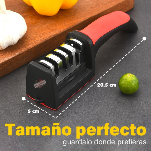 Imagen 2 de 10 de Afilador De Cuchillos Cocina Ergonómico 3 Etapas Manual 4068