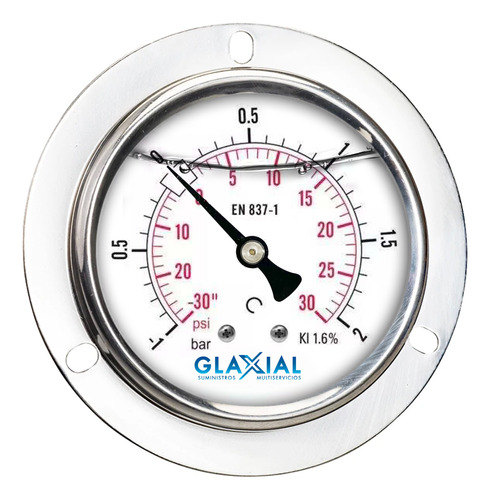 Reloj Manómetro Presion Glicerina-30+30 Psi Conexion 1/4 Npt