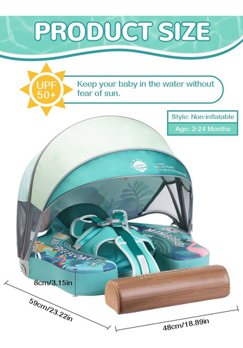 Baby Pool Float Mambobaby Con Toldo No Inflable De 3 A 24 M,