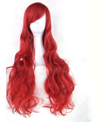 Peluca Roja ( Rojo Ariel) Cabello Ondulado Largo Kanekalon